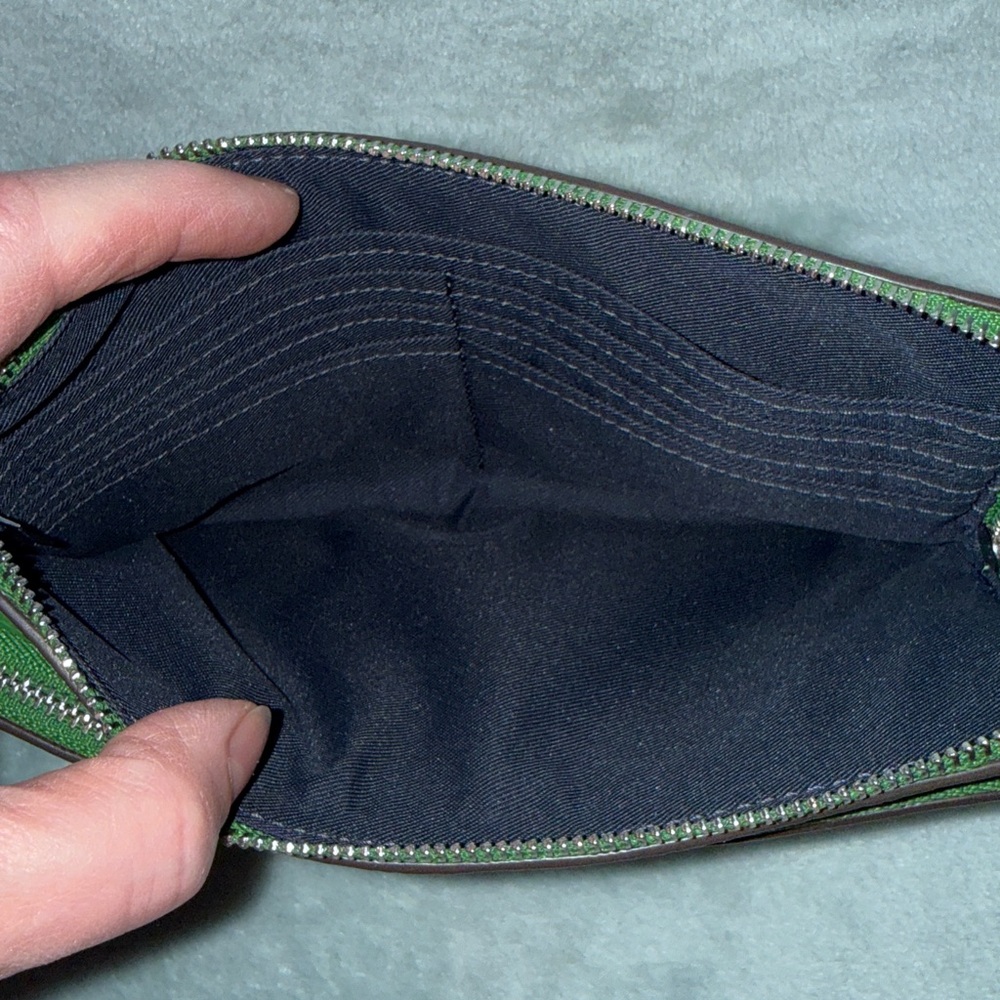 Coach Vibrant Green Double-Zip Wristlet - Picture 9 of 14